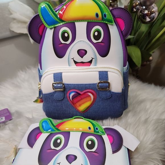 Set of 2 Lisa Frank Panda Painter Cosplay Backpack&Matching wristlet new - Picture 2 of 6